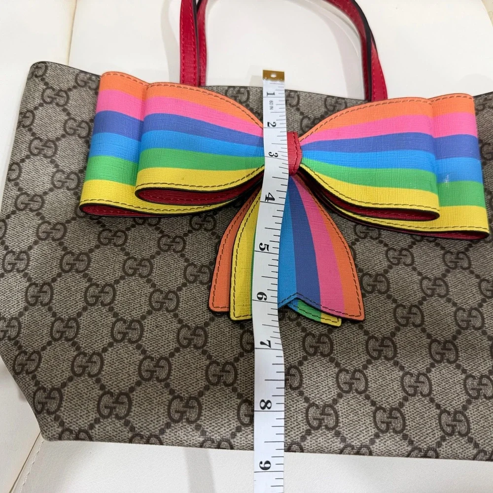 Gucci Brown Tote with Rainbow Bow - Picture 5 of 6